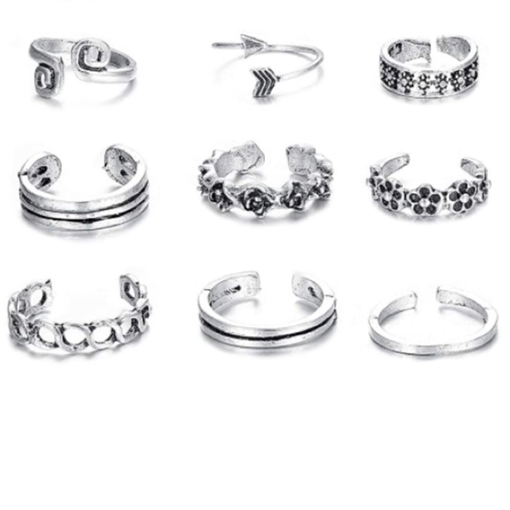 Silver Boho Adjustable Open Toe Rings - Set of 30 - Picture 5 of 10